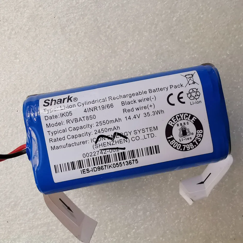 Imagem -03 - Bateria Original de 14.4v e 2550mah para Baterias Shark Rvbat850 Ik05