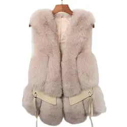 100%Fur Natural fox fur waistcoat full fur women jacket fox fur top outer wear leather grass waistcoat noble clothing
