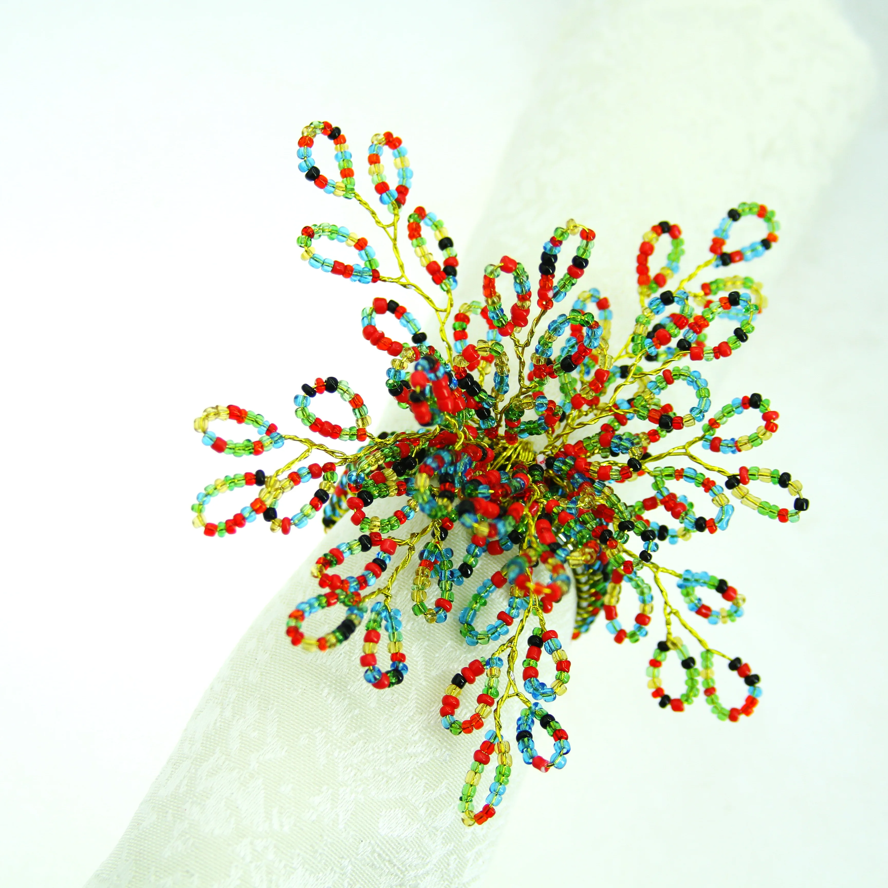 Free Shipping Glass Beads Flower Napkin Rings Beaded Wedding Wholesale,Holder 12 Pcs
