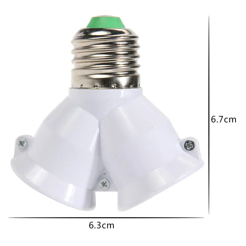 2 In 1 Double E27 Socket Base Extender Splitter Converter Plug Halogen Light Lamp Bulb Holder Copper Contact Adapter