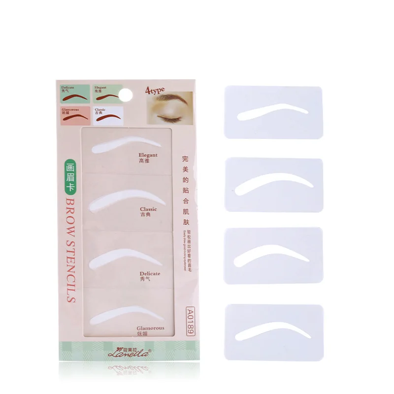 4 Pcs Eyebrow Stencils Shaping Grooming Eye Brow Make Up Model Template Reusable Design Eyebrows Styling Tool