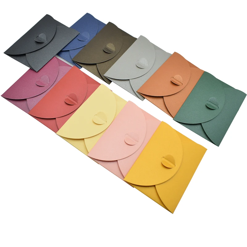 20pcs Mini Colored Envelope Thick Cardboard Small Foldable DIY Paper Envelopes Self Locking Buckle Letter Gift Card Cover