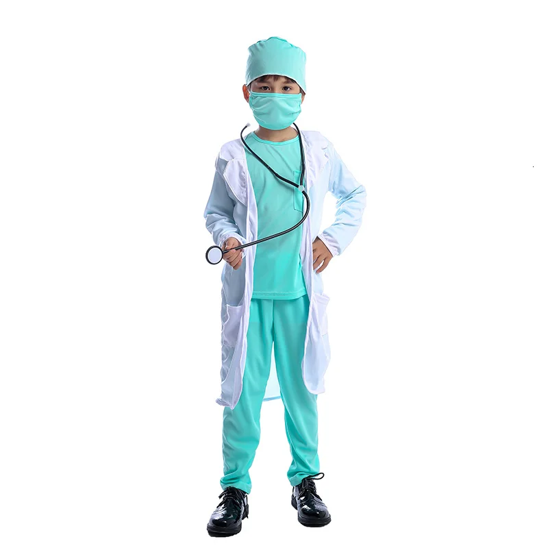 Hospital doctor children surgeon Dr uniform children career children halloween cosplay costume