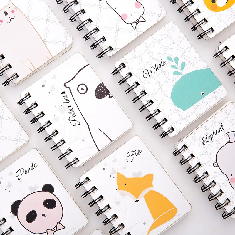 1pcs New Cartoon Portable Mini Coil Notepad Hard Cover Cute Animal notebook memo Time Organizer student School Supplies Kid Gift