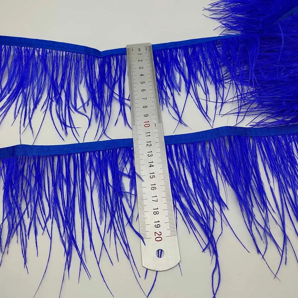 10Yard High Quality Royal Blue Ostrich Feather Trim Fringe Feather Ribbon 8-10CM/3-4Inch Width Sewing Crafts Costumes Decoration