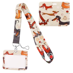LX947 Dachshunds Lanyard ID Card Holder Pendants Badge Holder Neck Strap Keychain Lariat Phone Straps for Dogs Lovers Gifts