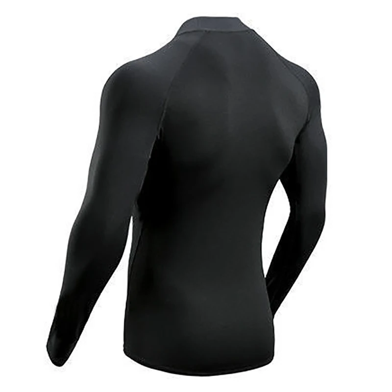 Compression Shirt Running Long Sleeve T-shirt Men Hight Collar Quick Dry Sportswear Elasticity Tight Bodybuilding Gym Clothing