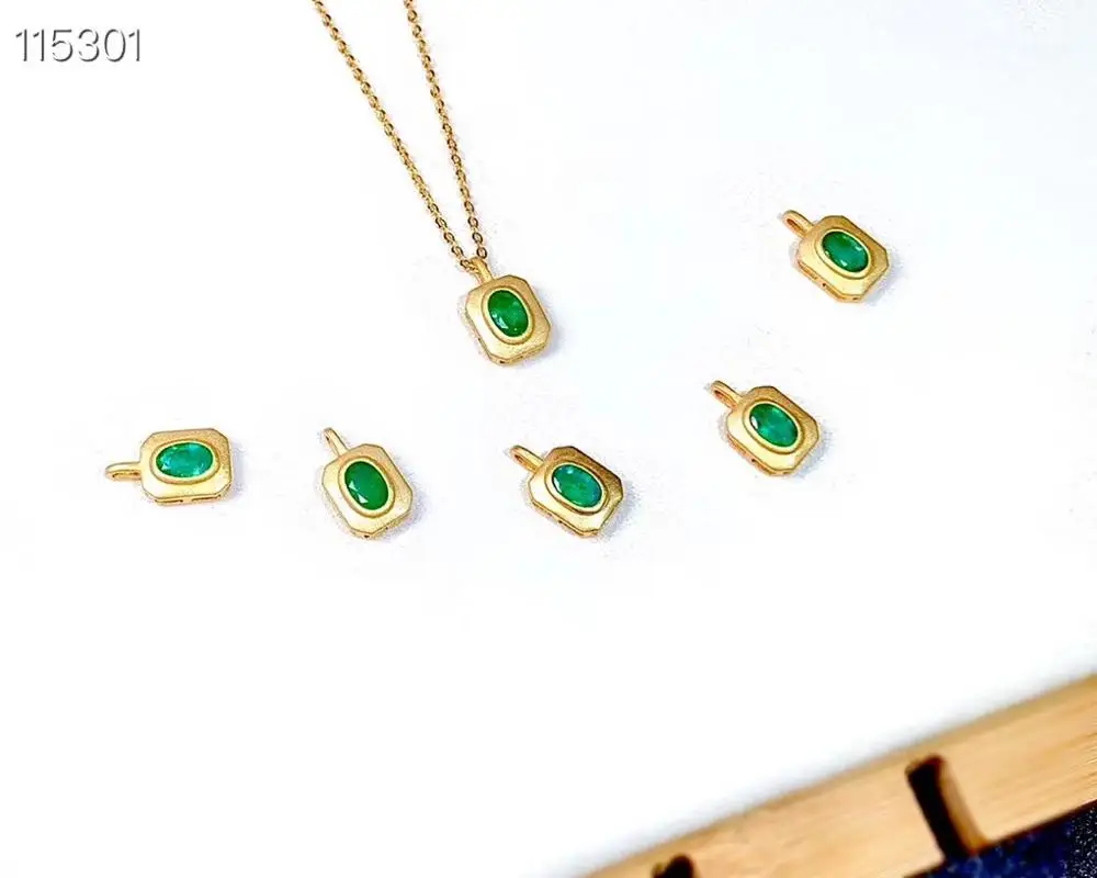 قلادة من الزمرد الطبيعي والحقيقي 100% من الفضة الإسترليني S925 الصلبة للنساء #6