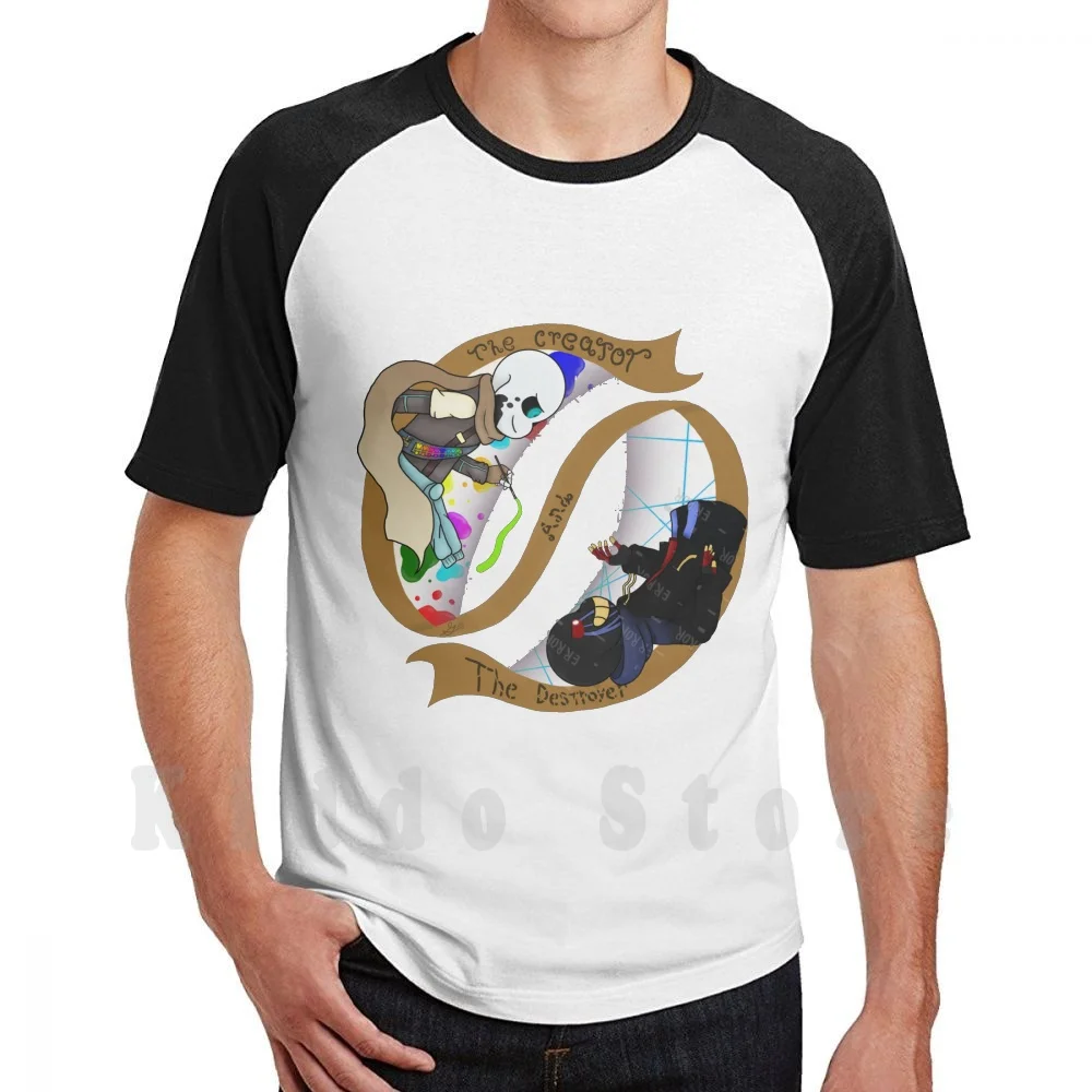 The Creator And The Destroyer T Shirt DIY Big Size 100% Cotton Creator Destroyer Ink Error Undertale Australia Yin Yang Glitch