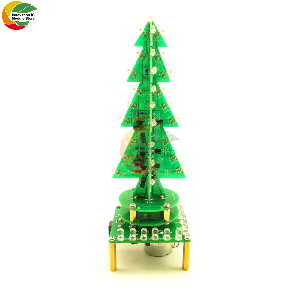 Lichter Bunte rotierende Musik Weihnachtsbaum Electeonic Kits 3D 7-Farben LED Atemlicht Kit Elektronisches DIY Fun Kit