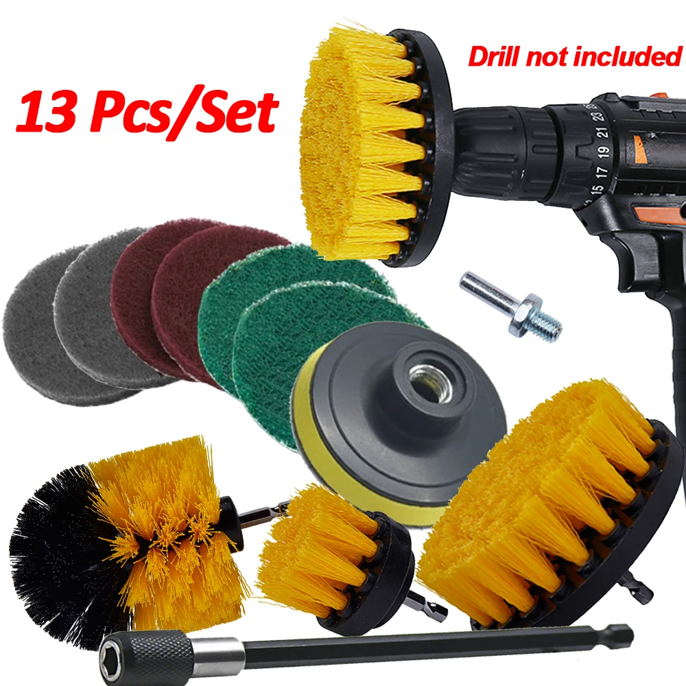 13Pcs Drill Brushes For Cleaning Dust Electric Brushes Car Polishing Pad Cleaning Brush For Screwdriver Car Cleaning Tools