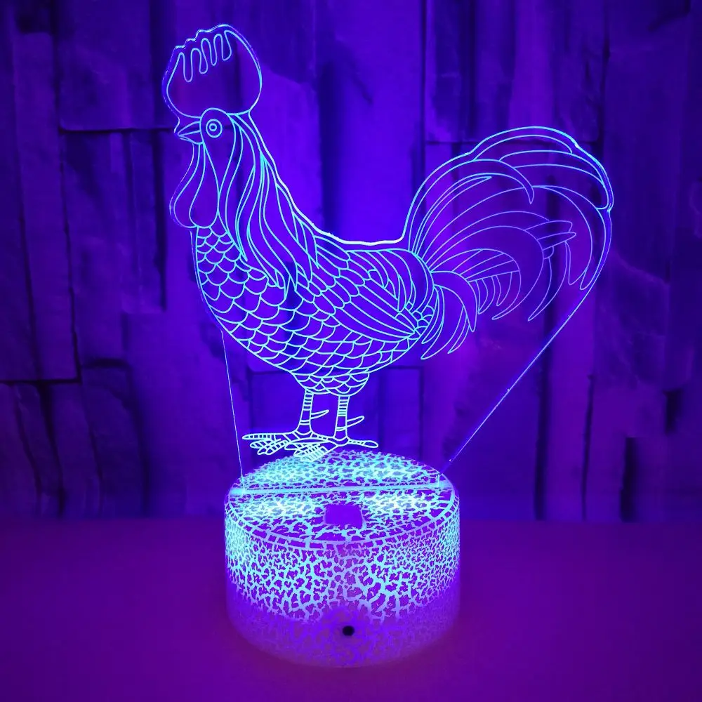 Cock Rooster Chick Acrylic 7Colors Desk Lamp 3D Lamp Novelty Child Gift Led Night Light Millennium Falcon Light