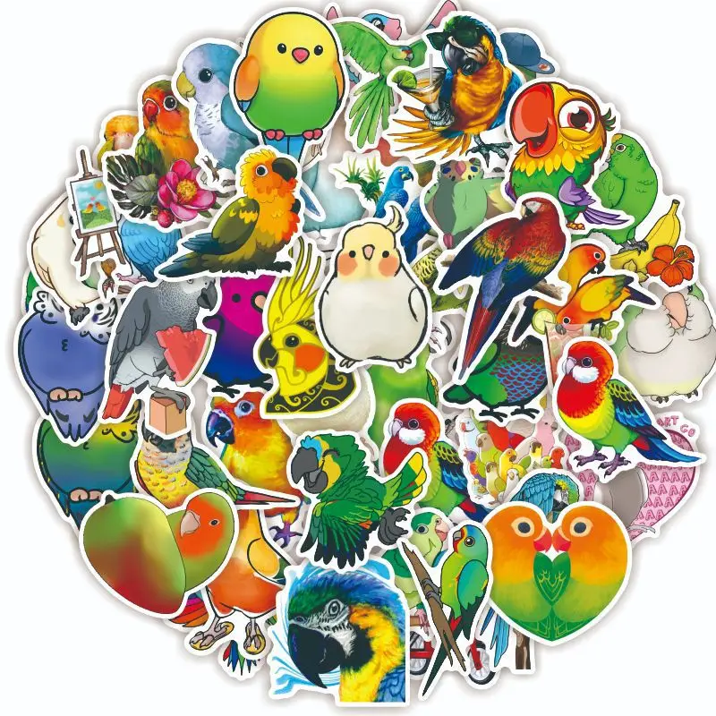 10/30/50pcs Warm Parrot Stickers Waterproof Skateboard Motorcycle Guitar Luggage Laptop Bicycle Sticker Kids Toys