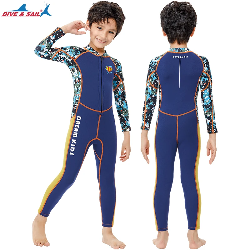 Wetsuit for Kids Boys Girls 2.5mm Neoprene Thermal Swimsuit Fullsuit Wet Suits Long Sleeve Back/Front Zip Toddler Child Junior