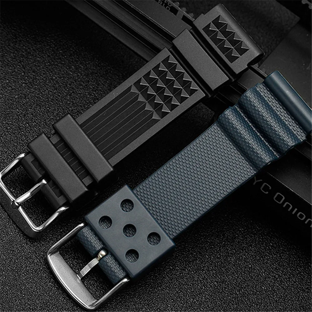 Silicone Watchband 20 22mm Men Sports Diving Rubber Watch Strap Black/Blue Steel Buckle For SLA017J1 SLA037J1 SLA039J1