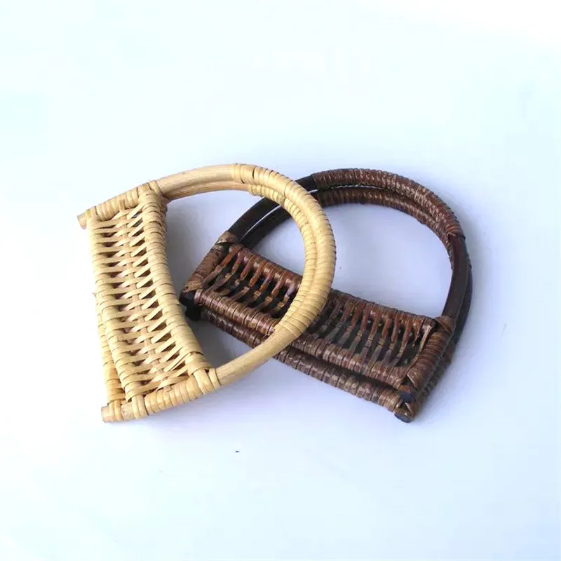 

16*15 cm Round Rattan Weave Handle Double Loop Rattan Weave Handle Black Rattan Weave Handle Luggage Handle