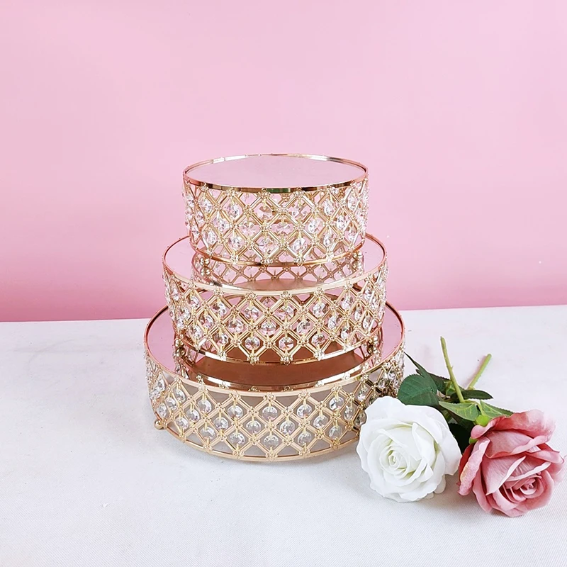 1pcs Cake Stands  Gold Cake Plate, Birthday Wedding Party Serve Holder with crystal silver color