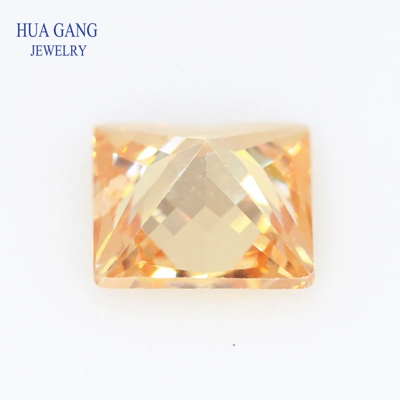 Single Hole AAAAA Square Shape Champagne Cubic Zirconia Stone For Jewelry Making 4x4~12x12mm High Quality CZ