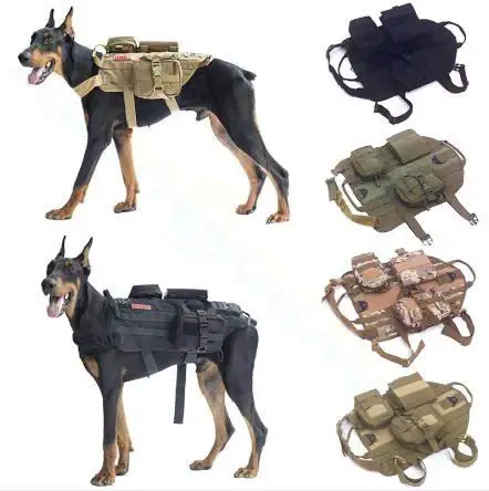 CamouflageTactical Service Dog Vest Training Hunting Nylon Military Patrol Dog Harnesses Dog chest working Clothing