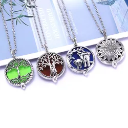 Aromatherapy Necklace Tree of Life Diffuser Jewelry Vintage Open Locket Pendant Essential Oil Perfume Aroma Diffuser Necklace