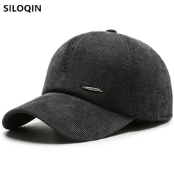 SILOQIN New Winter Thick Warm Baseball Caps For Men Earmuff Hats Adjustable Snapback Cap Middle-aged Men's Simple Sports Cap