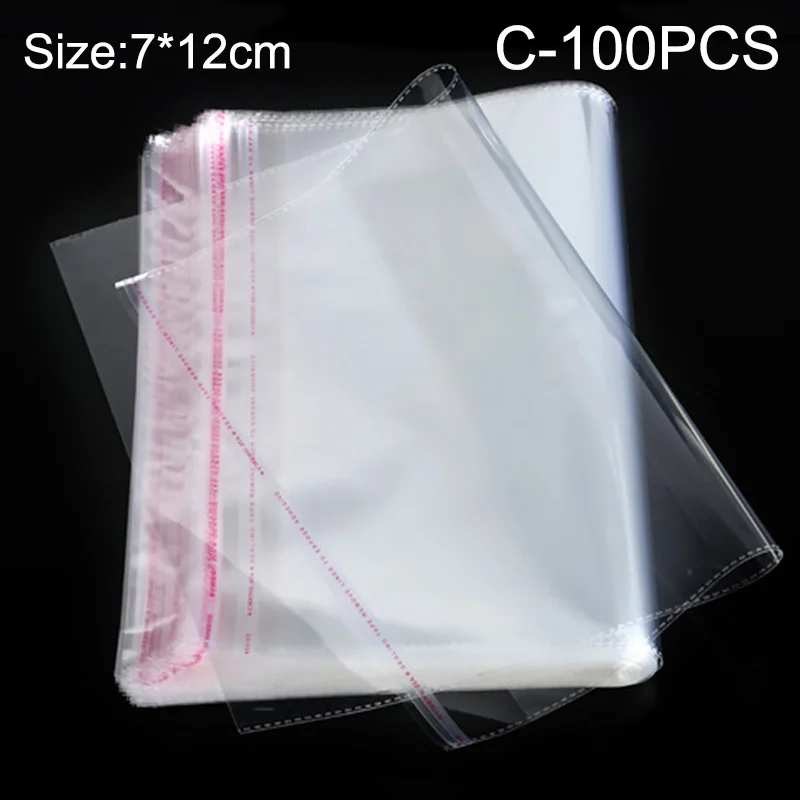 Sachets en plastique OPP transparents auto-adhésifs, 100 pièces, emballage cadeau pour aliments, pain, Biscuit et bijoux, sachet à fermeture éclair