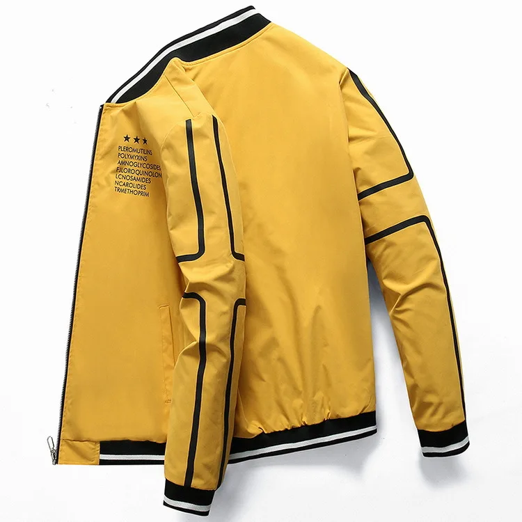 

New Men's Solid Color Zipper Jacket For Men Brand Clothing Casual Mens Jacket Coat Printed Quality Loose Outerwear Male Black