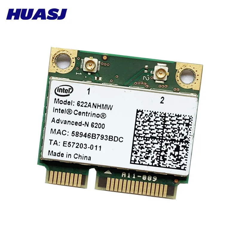 Huasj Advanced-N Intel 6200 622ANHMW Dual Band (2.4GHz & 5GHz) 2x2 MINI PCI-E 300Mbps Card