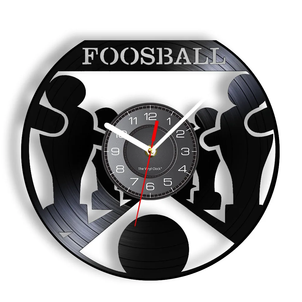 Football Player Hobby Vinyl LP Record Wall Clock Game Room Art Table Soccer Ball Lovers Home Decor Retro Watch Soccer Fans Gift