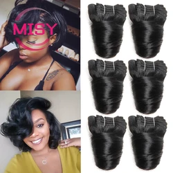 Short Human Hair Brazilian Curly Hair Bundles 8 Inch Double Drawn Bouncy Curly Romance Curl 6 Pcs/Lot Hair Extensions MISY