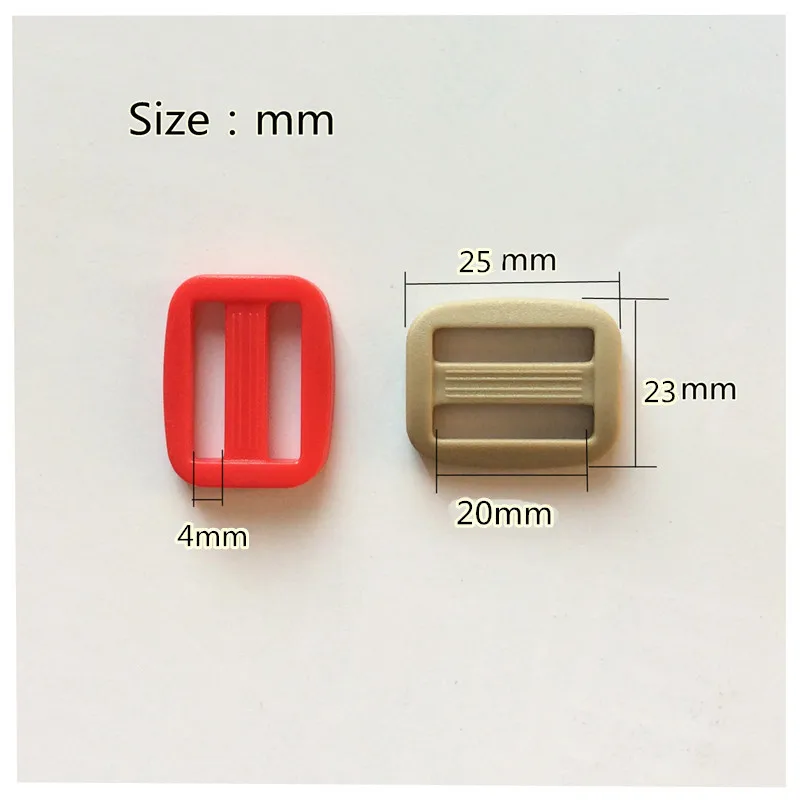 20mm / 25mm 20pcs Plastic Curved Tri Glide Slider Adjustable Ring Buckles Outdoor Backpack Straps Dog Collar Accessories