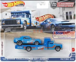 Hot Wheels Team Transport 18 DODGE CHALLENGER SRT & RETRO RIG Car Culture  Collection Metal Diecast Model Vehicles FLF56