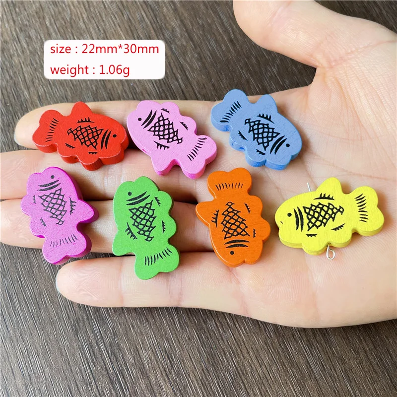 JunKang 50pcs Random Mixed Color Insect Fish Wooden Connector DIY Bracelet Necklace Make Crafts Accessories