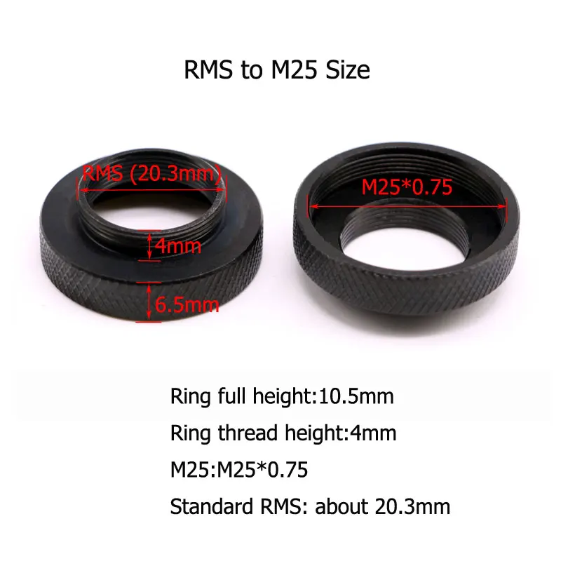 M25x0.75 to RMS Thread Adapter RMS to M25 Microscope Objective Ring for Leica Nikon Olympus Microscope Objective