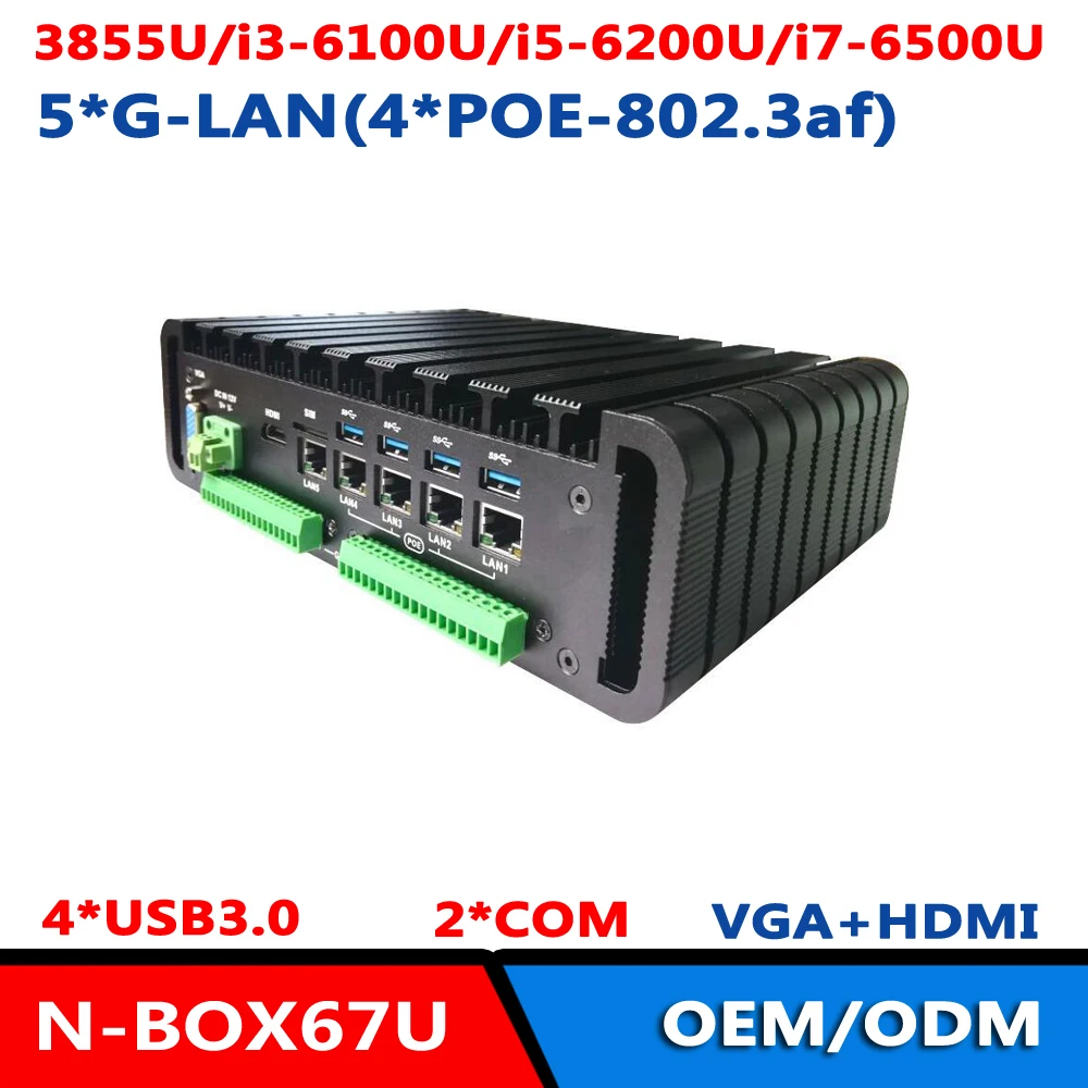 

Intel 6th Gen Core i3/i5/i7 5LAN RJ45 Support POE Embedded Fanless Computing Solution Gateway