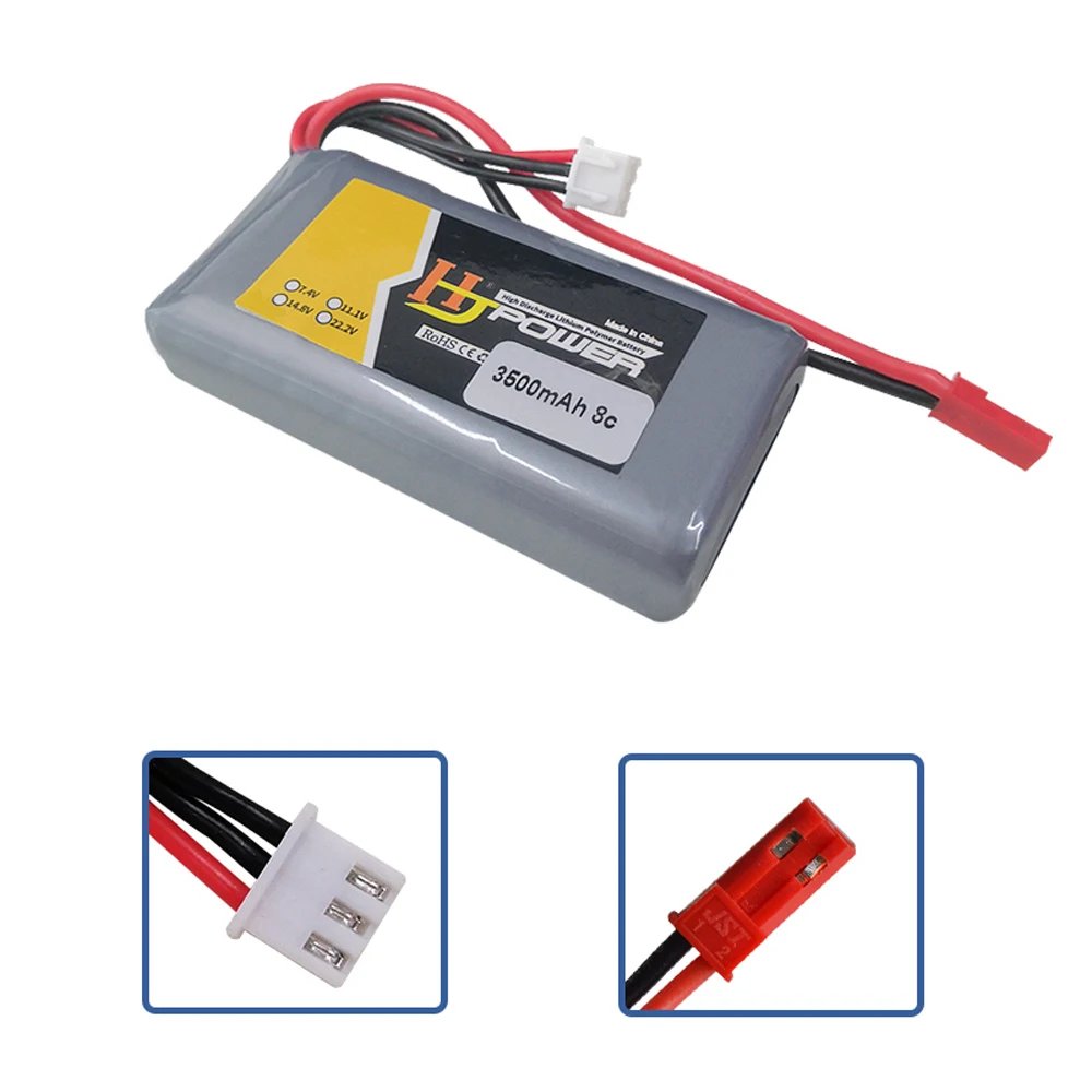 Batteria Lipo Rc 2S 7.4V 2000MAH 3500MAH 8C batteria Lipo JST Plug per Jumper T16 T12 T18 trasmettitore Radio RC