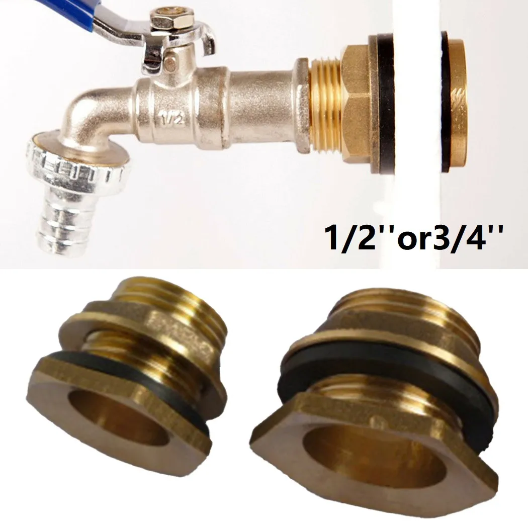 

2PCS 1/2inch 3/4inch Brass Water Tank Connector Rain Screw Connection Garden Irrigation Threaded Tap Connector