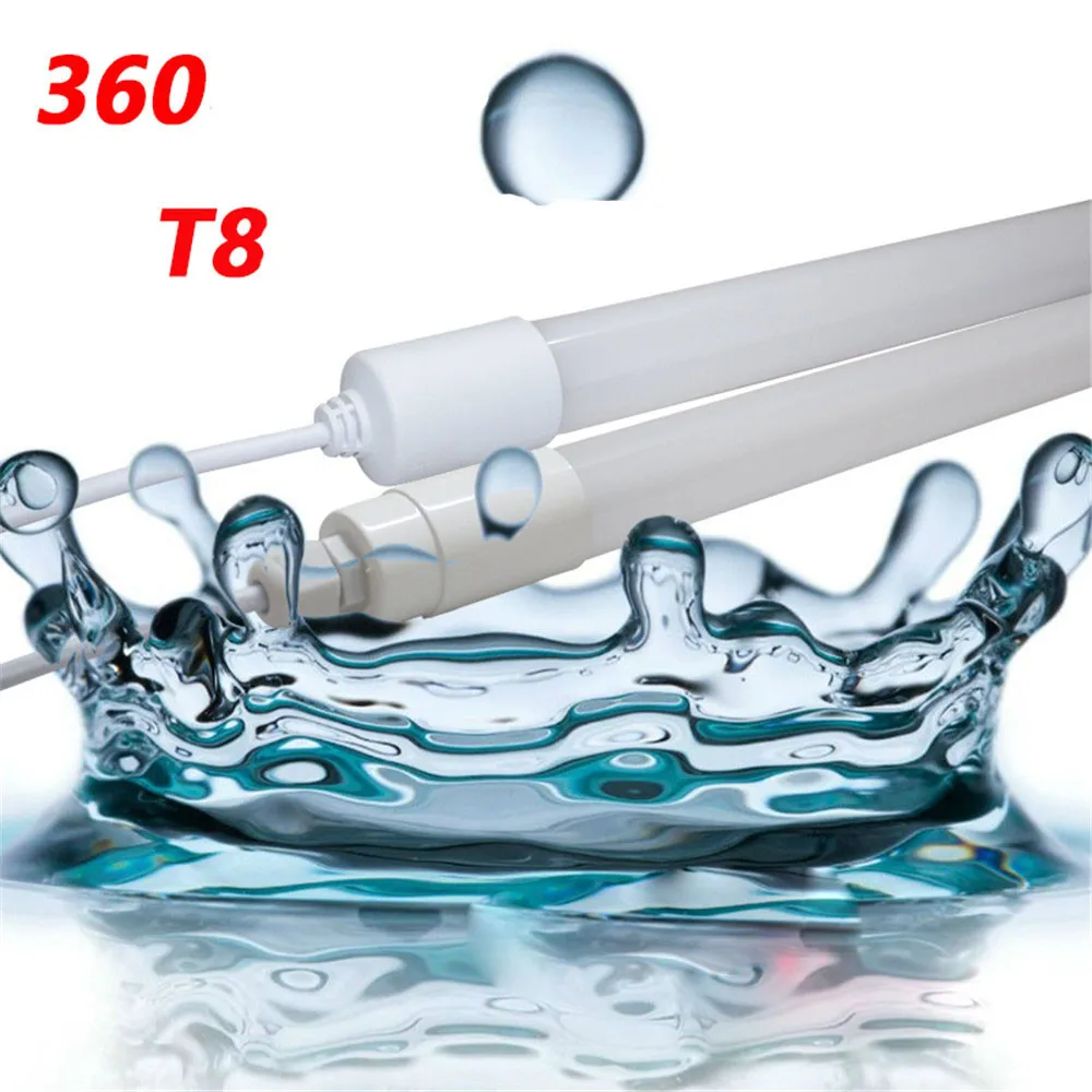 20PCS 360 degree lighting plastic pipe tube 1ft 2ft 3ft 4ft  Hanging wire IP67 waterproof t8 led tube Fish tank light