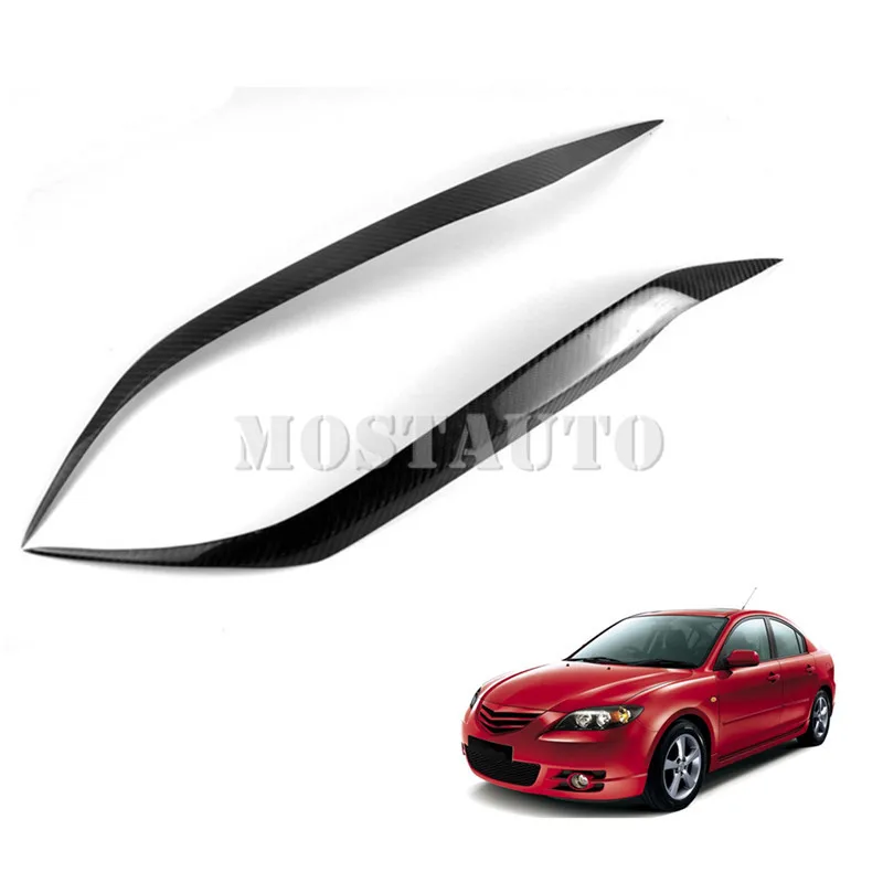 

For Mazda 3 Mazda3 BK Real Carbon Fiber Exterior Headlight Cover Eyelid Eyebrow Trim 2003-2008 2pcs Car Accessories