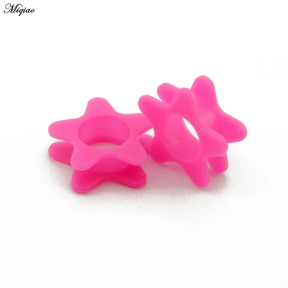 Miqiao 2pcs Silicone Star Double Flared Ear Tunnel Plugs Gauge Expander Stretchers Body Piercing Jewelry 4-20mm