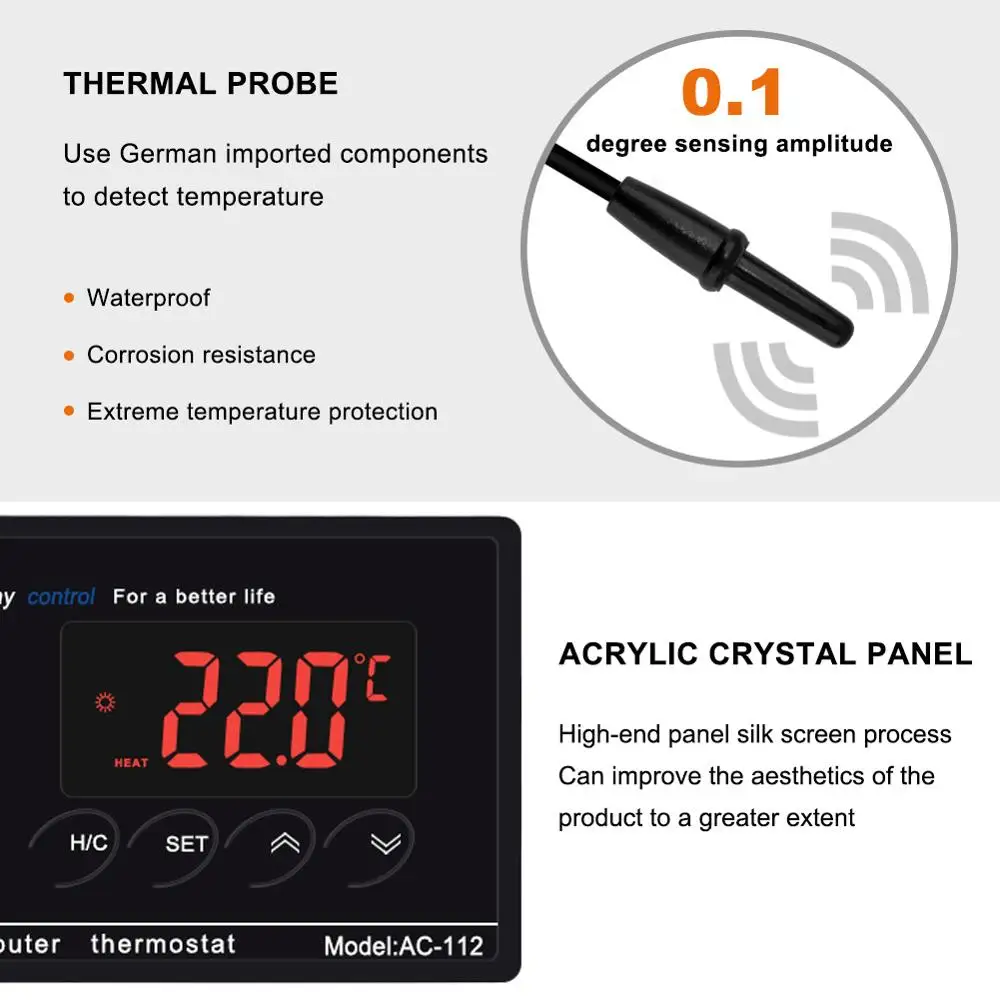 Imagem -04 - Controlador de Temperatura Impermeável Digital Termostato do Microcomputador para Aquário Reptile Ntc Sensor ac 112 Pcs