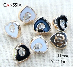 20pcs/lot Size:11mm Button Sweet Heart Rhinestone Buttons Accessories Resin Shirt Button Decoration(SS-2403)