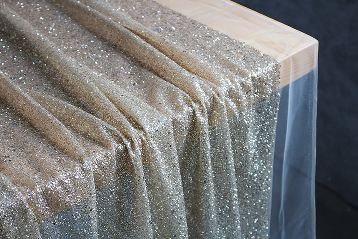 Sprinkle Bronzing Tulle Fabric Golden Diamond Sequins DIY Background Decor Various Skirt Dress Stage Clothes Designer Fabric