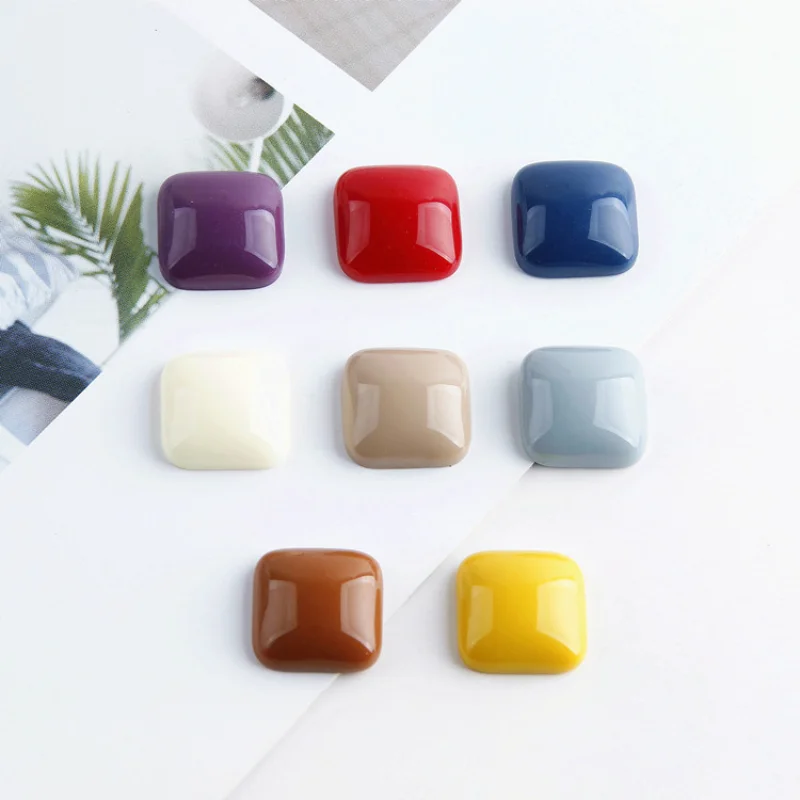 Solid color resin geometric square patch DIY jewelry earrings hair accessories mobile phone case manual accessories 6pcs