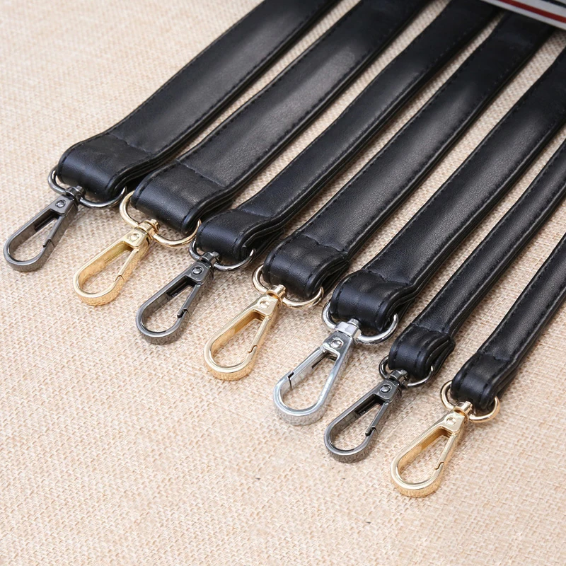 

Matt Black Long Bag Strap Adjustable Replacement PU Leather Shoulder Bag Strap, Belt for Handbags, Purses (4 Metal Colors)