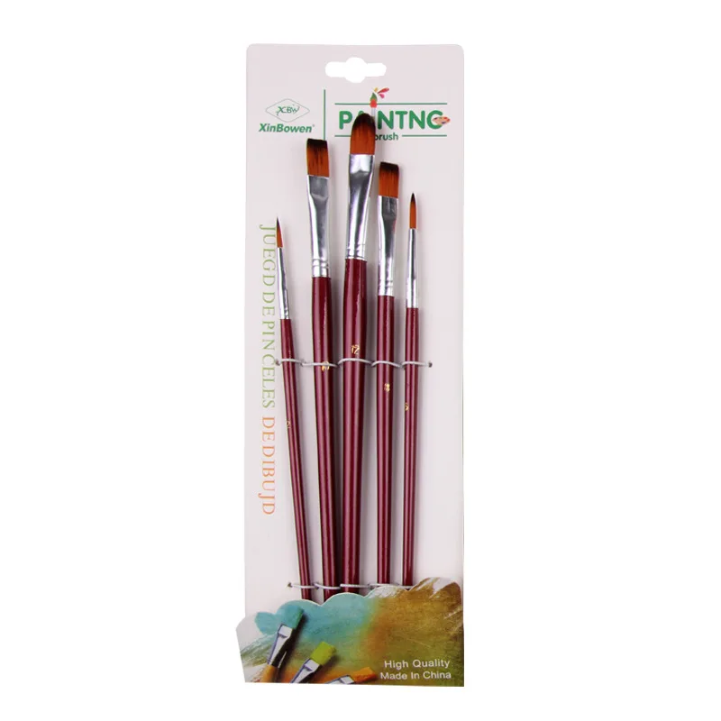 5 multi-head nylon hair brush sets watercolor acrylic panit brush level peak/Nail round/Hook line for art painting tools set