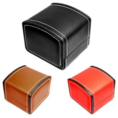 Faux Leather Square Watch Box Jewelry Watch Case Display Gift Box with Pillow Cushion watch box storing wrist watch protecting