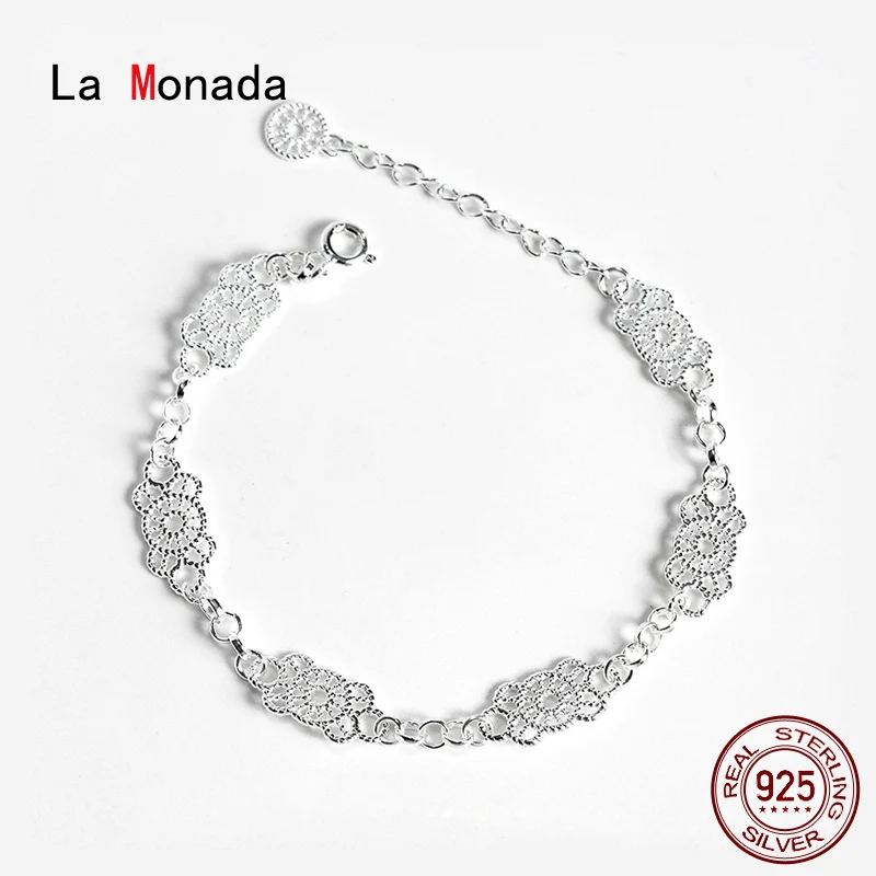 La Monada Lace Elegant Bracelets For Women Silver 925 Sterling Jewelry Fine 925 Sterling Silver Women's Bracelet Female