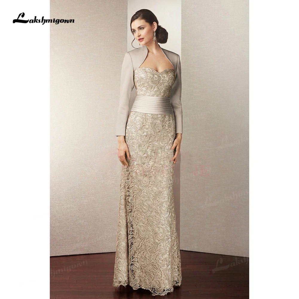 Modern Lace Mother of The Bridal Dress with Jacket Long Sleeves Satin Women Formal Evening Gown for Wedding Party Customiedvesti