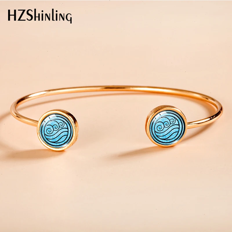 Avatar The Last Airbender Pattern Glass Cuff Bangle Bracelets Round Glass Dome Jewelry Adjustable Bangles Handmade Gifts